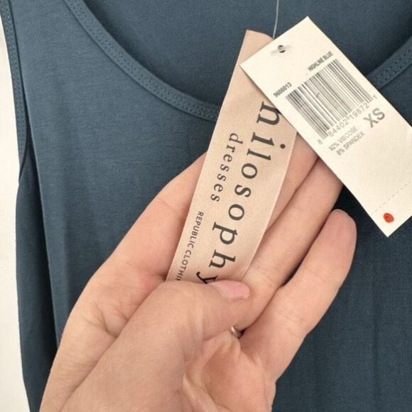 NWT Philosophy Tank Maxi Dress Dark Teal T-Shirt Dress Size XS Solid blue - Picture 3 of 11